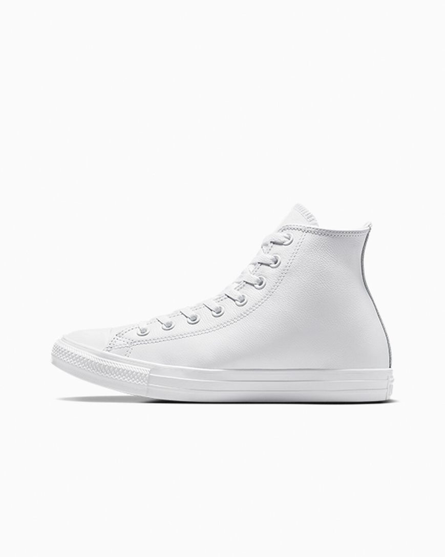 Zapatillas Altas Converse Chuck Taylor All Star Cuero Hombre Blancas | PE P582EL